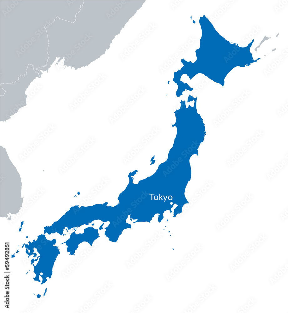 blue map of Japan with the indicating Tokyo blue map of Japan with the indicating Tokyo