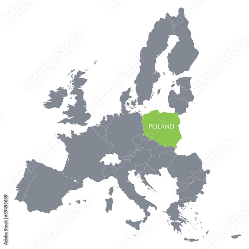 map of European Union with the indication of Poland © chrupka