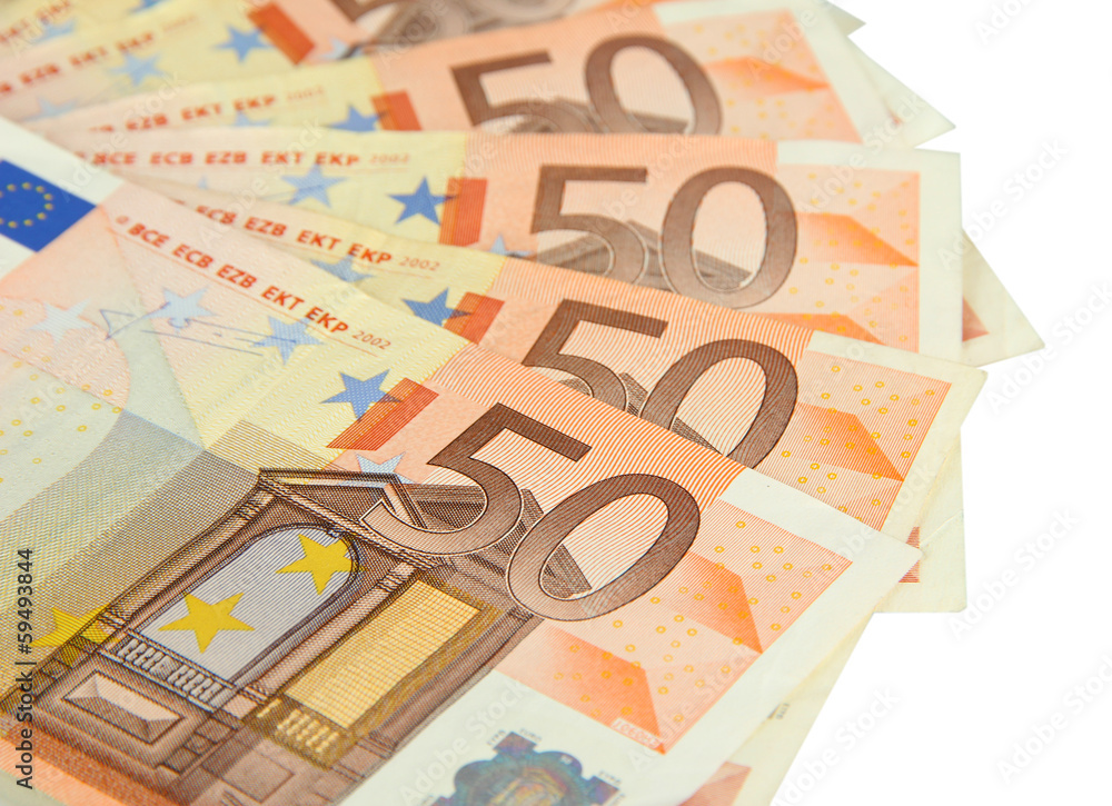 Euro banknotes isolated on a white Euro banknotes isolated on a white