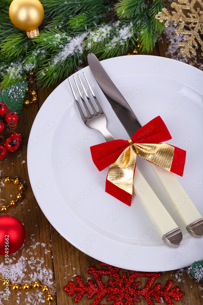 Beautiful Christmas setting close up Beautiful Christmas setting close up