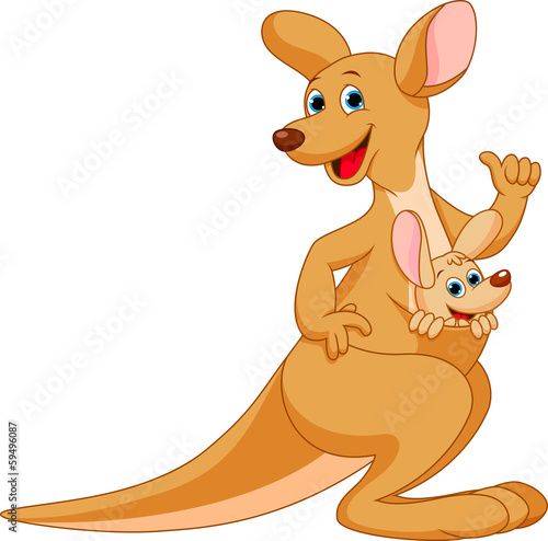 Mother kangaroo with her baby