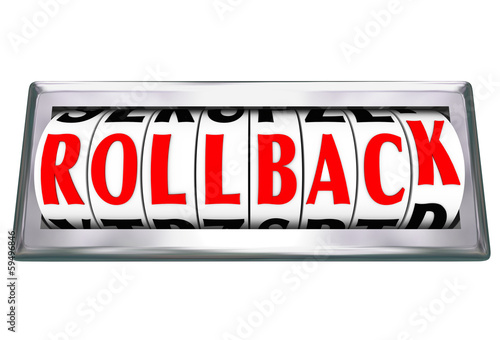 Schilderij op canvas Rollback Word Rolling Back Time Price Save Money