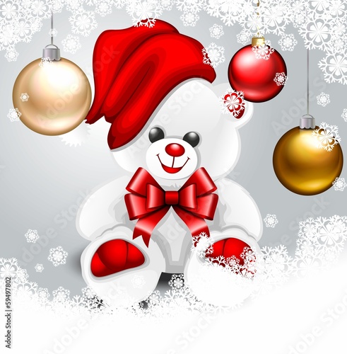 Christmas teddy bear in a cap