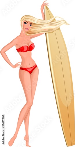 Girl with surfboard