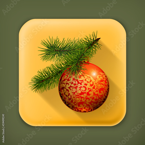 Christmas ball, long shadow icon