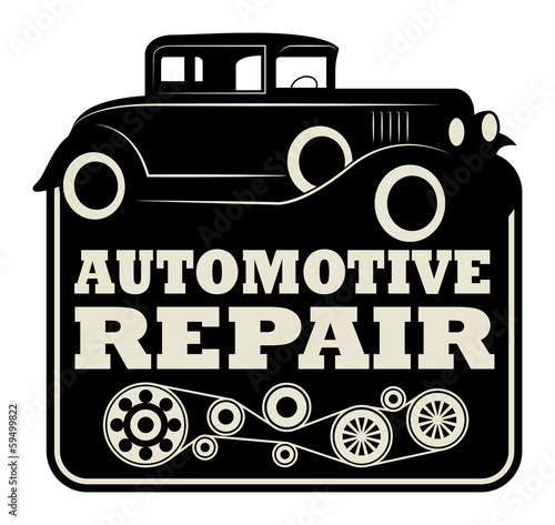 Vintage automotive repair sign, vector illustration