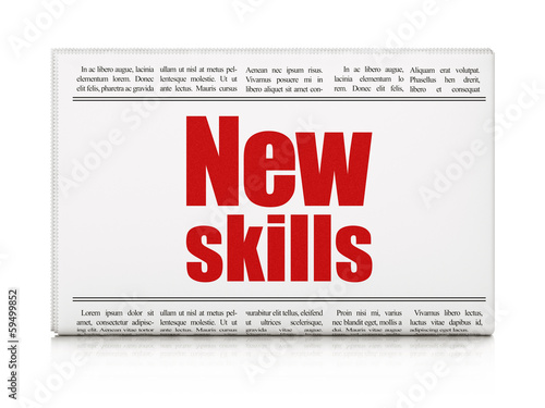 Education concept: newspaper headline New Skills