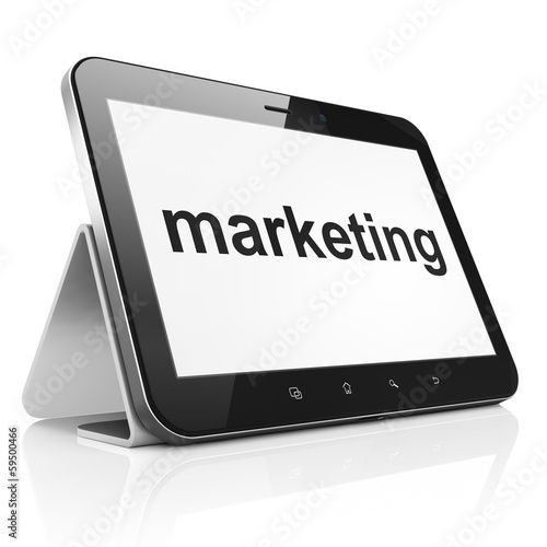 Advertising concept: Marketing on tablet pc computer