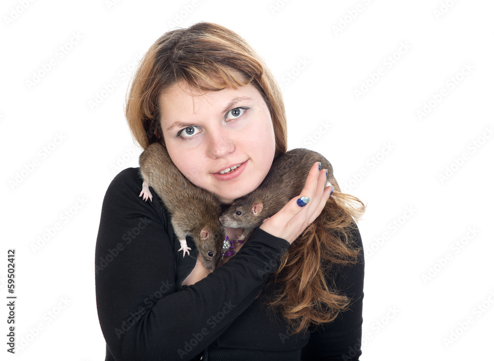 girl with two rats