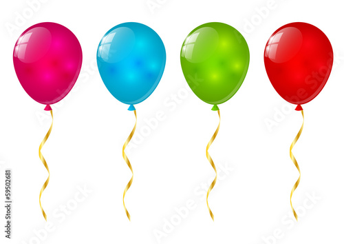 Color glossy balloons on white