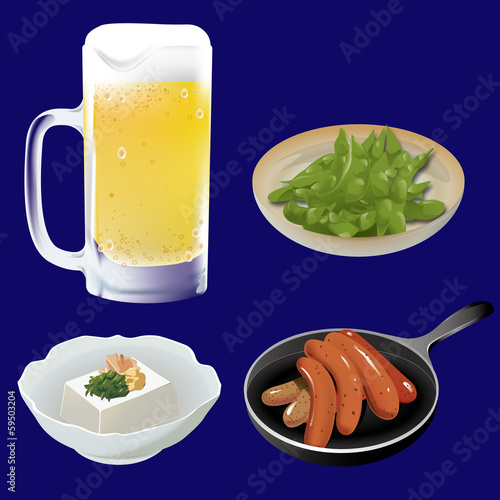 ビールとつまみ３種