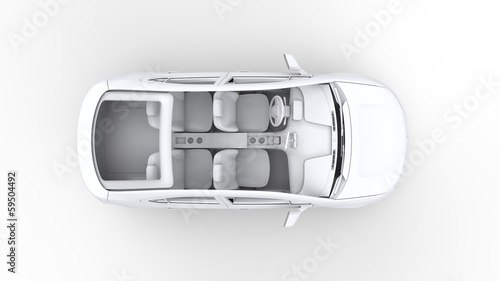 3d rendering car, top view