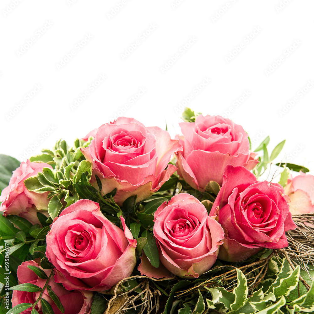 bouquet of fresh pink roses isolated on white bouquet of fresh pink roses isolated on white