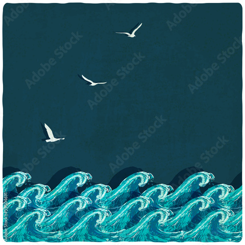 Vintage marine background - vector illustration