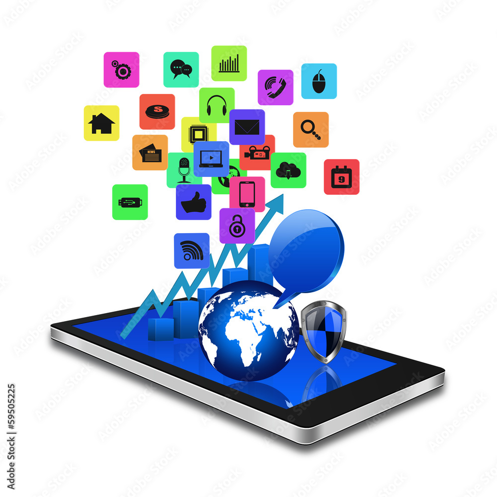 custom made wallpaper toronto digitalTechnology concept with Colorful application icon on smartphone,