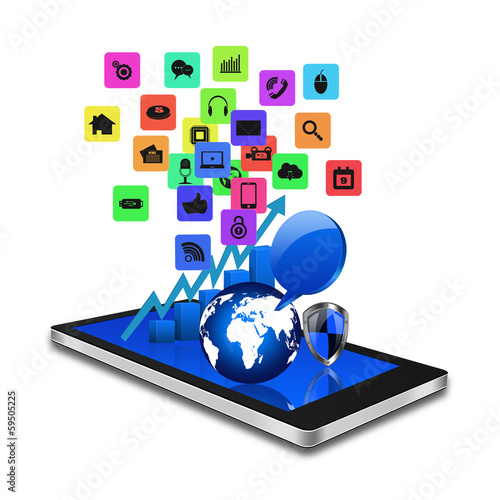 Wallpaper Mural Technology concept with Colorful application icon on smartphone, Torontodigital.ca