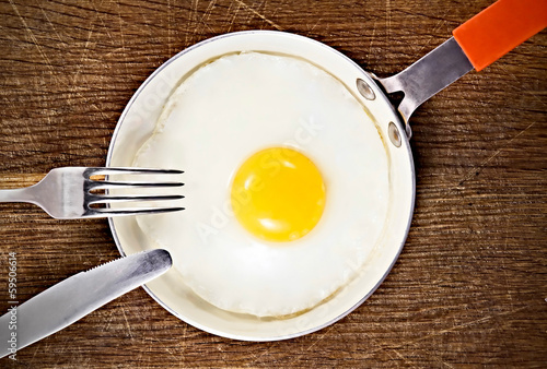 Egg in frying pan. photo