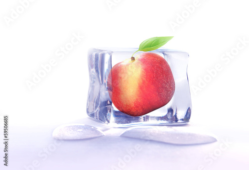 Fruit frozen in ice cube