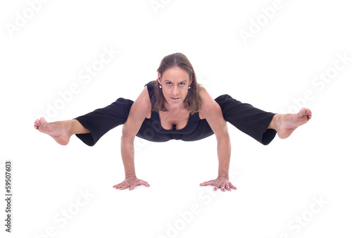 woman arm balance yoga - doing split © guruXOX