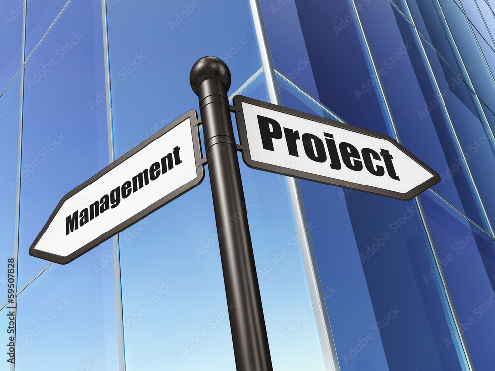 Finance concept: sign Project Management on Building background