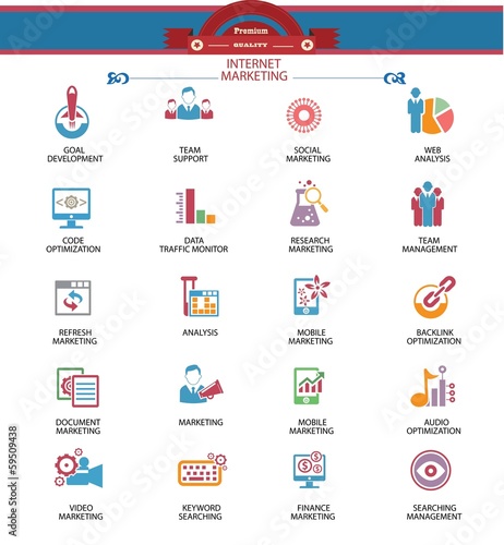 Internet Marketing icons Colorful version vector