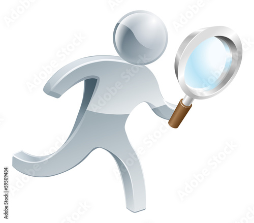 Magnifying glass silver person