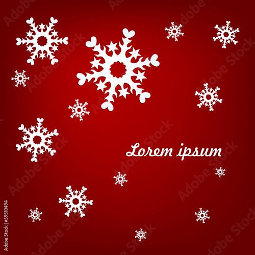 light snowflakes on a red background