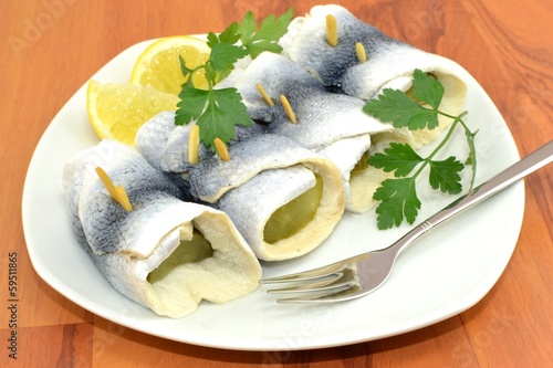 Obraz na płótnie patches of pickled herring
