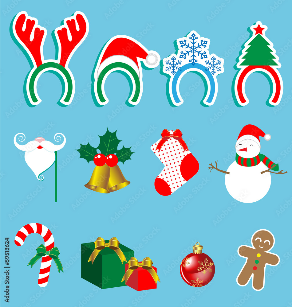 Christmas accessory vector set Christmas accessory vector set