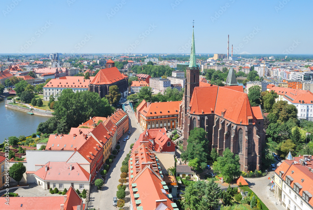 Obraz Top-view of the island Tumski in Wroclaw