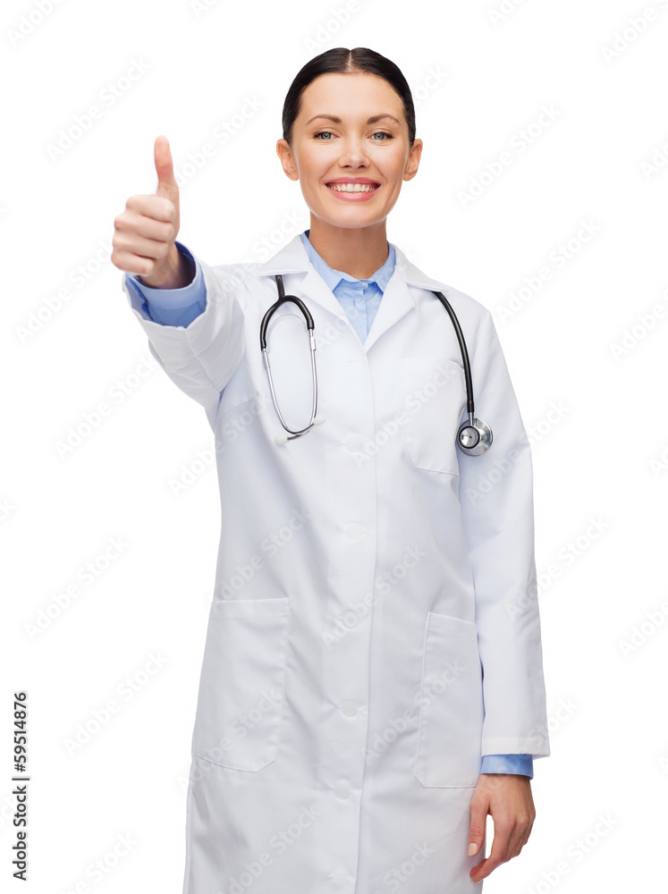 smiling female doctor with stethoscope smiling female doctor with stethoscope