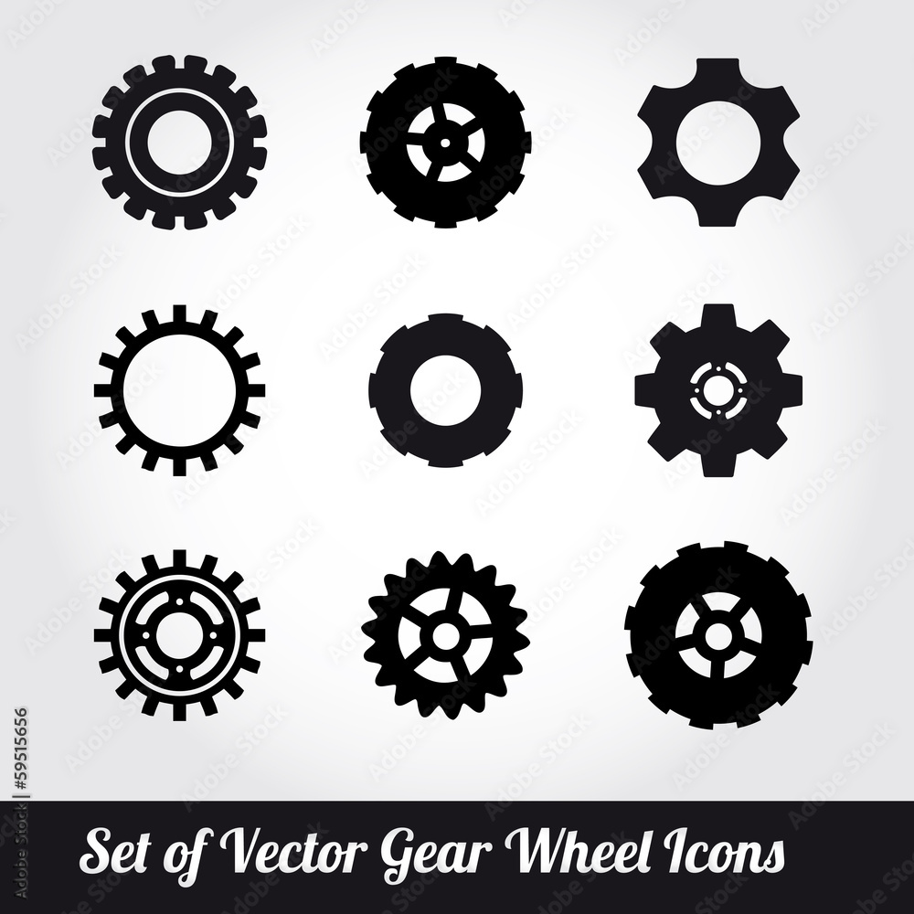 Gear wheels icons vector set Gear wheels icons vector set
