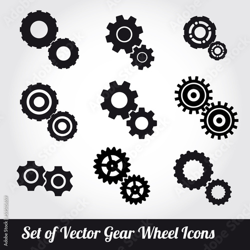 Gear wheels icons vector set