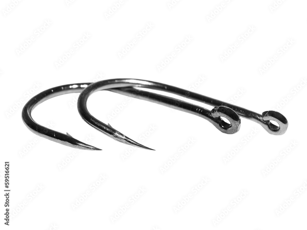 Strong fishing hook isolated on white, with clipping path Strong fishing hook isolated on white, with clipping path