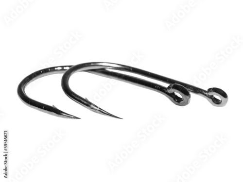 Strong fishing hook isolated on white, with clipping path