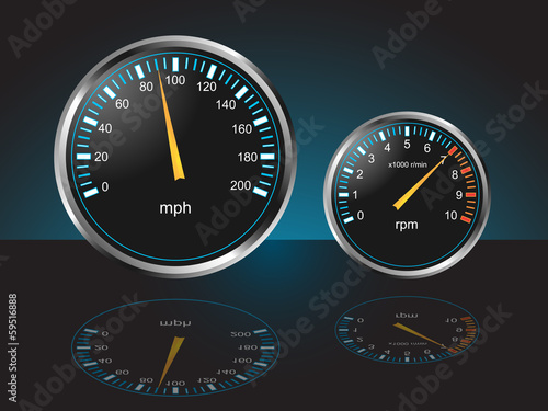 Auto Dashboard Gauges with Reflections