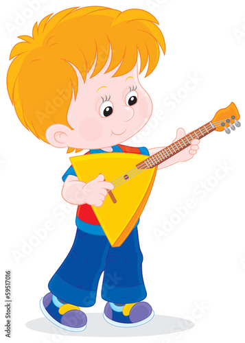 Boy playing a balalaika