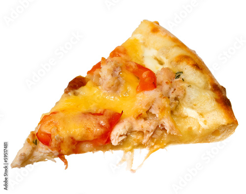 Appetizing pizza slice piece isolated on white background clippi photo