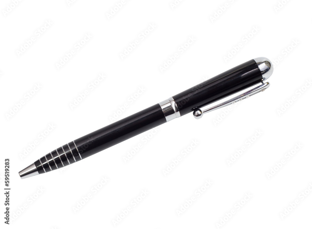 black ballpoint pen isolated on white background