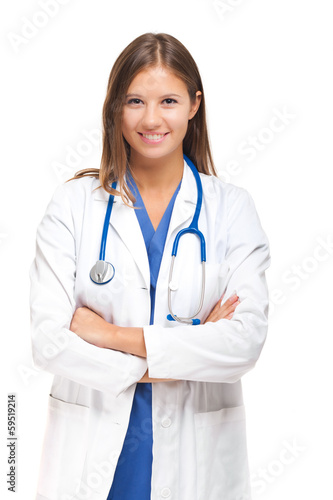 Smiling nurse isolated on white