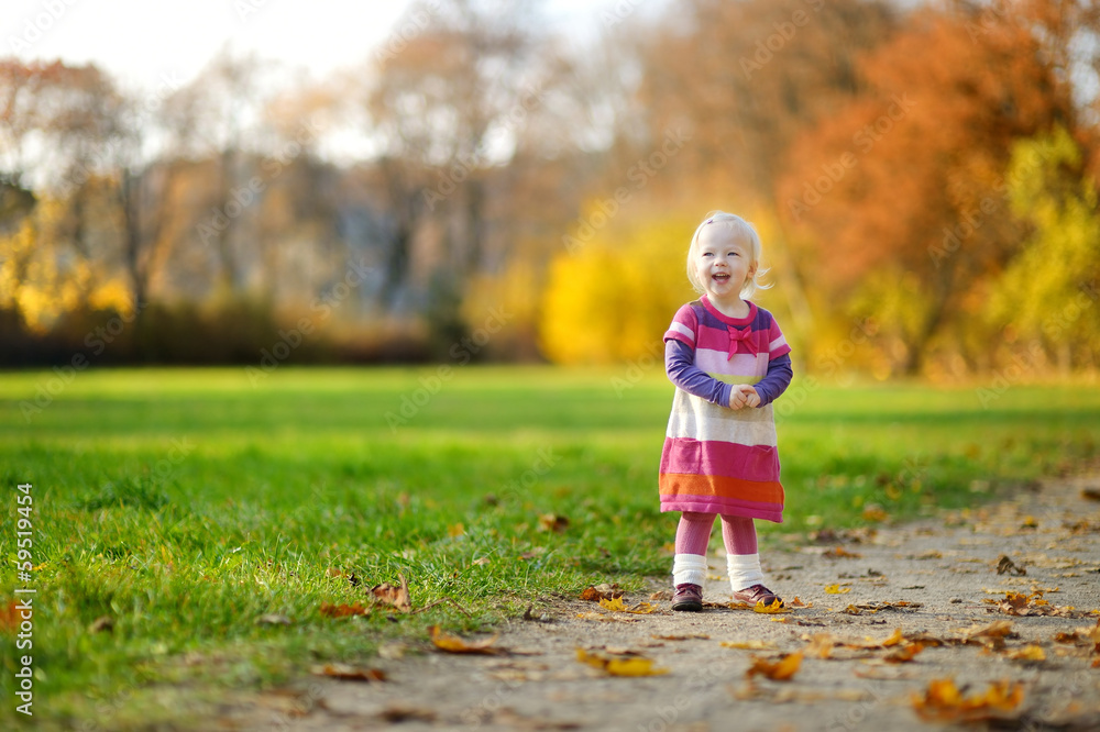 Adorable toddler girl portrait on autumn day Adorable toddler girl portrait on autumn day
