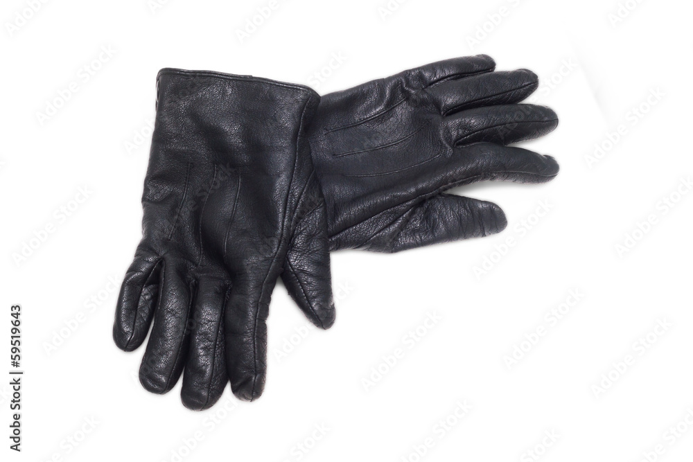 black pair leather gloves isolated on white background black pair leather gloves isolated on white background