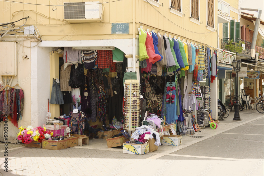 Tourist shop in Lefkas town, Greece