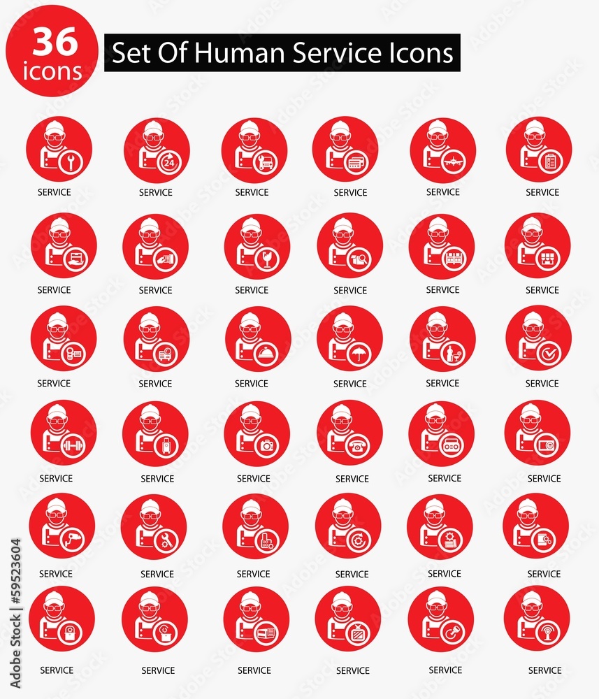 Human service icons,Red version,vector Human service icons,Red version,vector