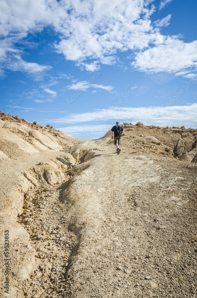 Man in the desert of Bardenas Man in the desert of Bardenas