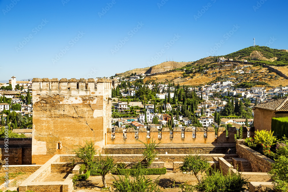 Ancient arabic fortress of Alhambra and Albaicin, Granada, Spain