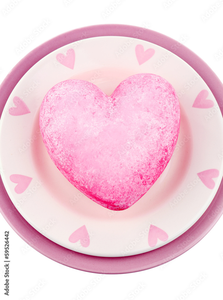 Heart on plate, isolated on white Heart on plate, isolated on white