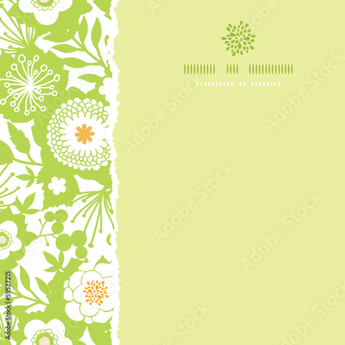 Vector green and golden garden silhouettes frame square seamless