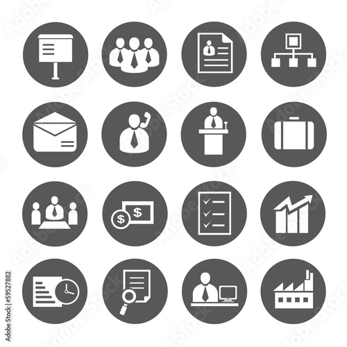 business management buttons set