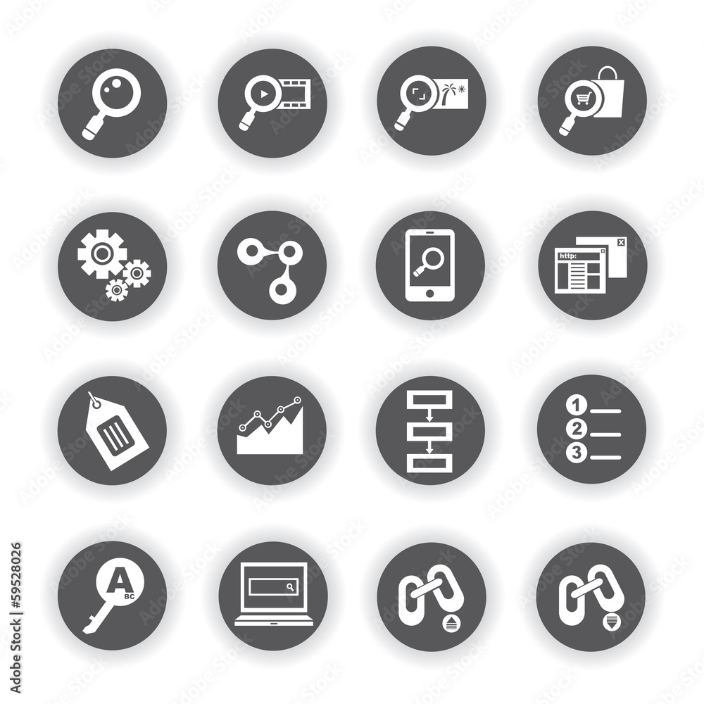 Fototapeta premium SEO icons, search engine optimization